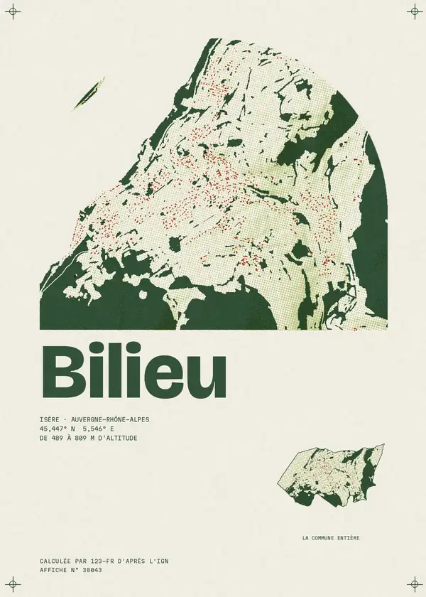 Affiche de Bilieu, calculée par 123-fr d'après l'IGN