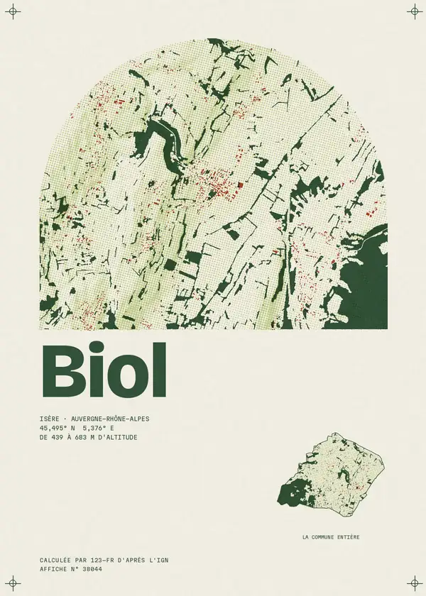 Affiche de Biol, calculée par 123-fr d'après l'IGN