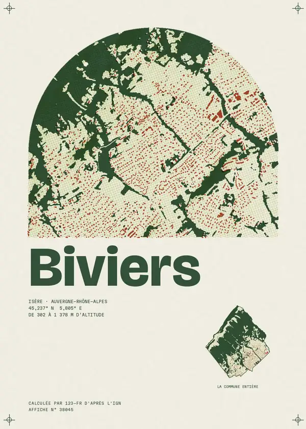 Affiche de Biviers, calculée par 123-fr d'après l'IGN