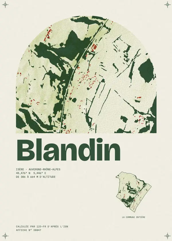 Affiche de Blandin, calculée par 123-fr d'après l'IGN