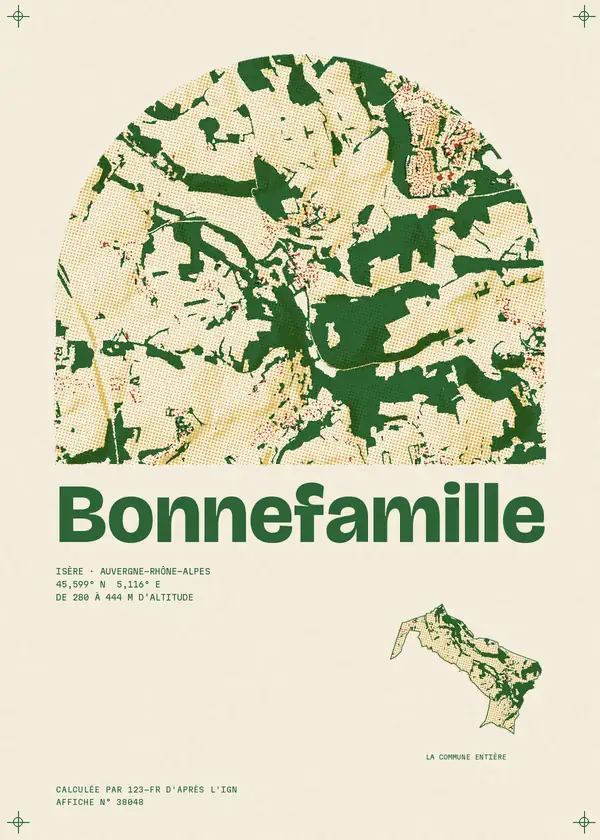 Affiche de Bonnefamille, calculée par 123-fr d'après l'IGN