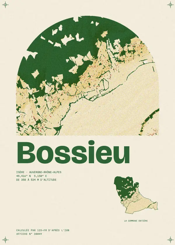 Affiche de Bossieu, calculée par 123-fr d'après l'IGN