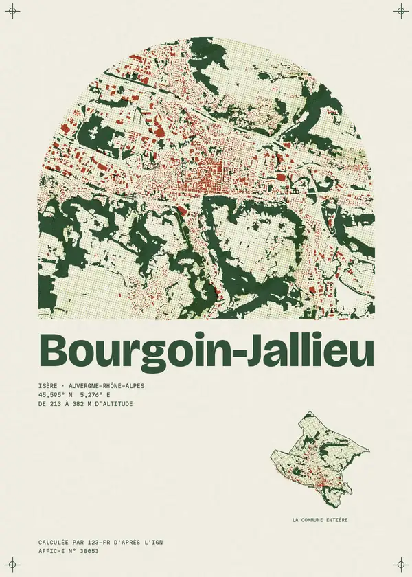 Affiche de Bourgoin-Jallieu, calculée par 123-fr d'après l'IGN