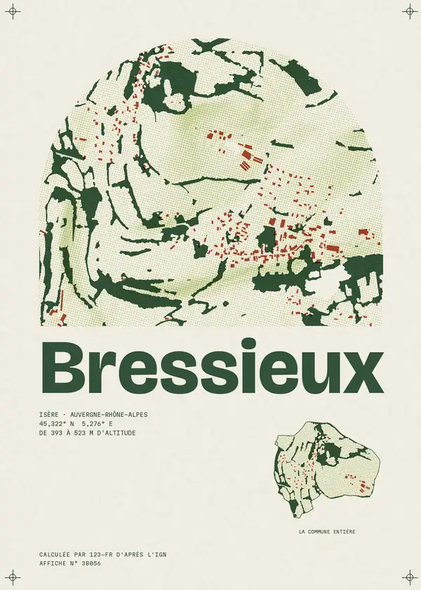 Affiche de Bressieux, calculée par 123-fr d'après l'IGN
