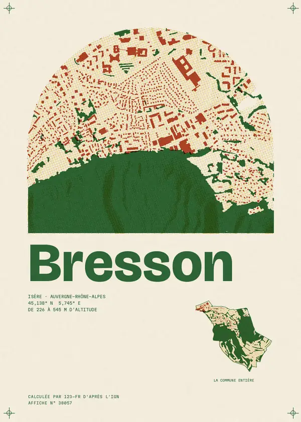 Affiche de Bresson, calculée par 123-fr d'après l'IGN