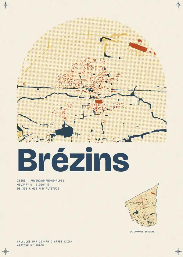 Affiche de Brézins, calculée par 123-fr d'après l'IGN