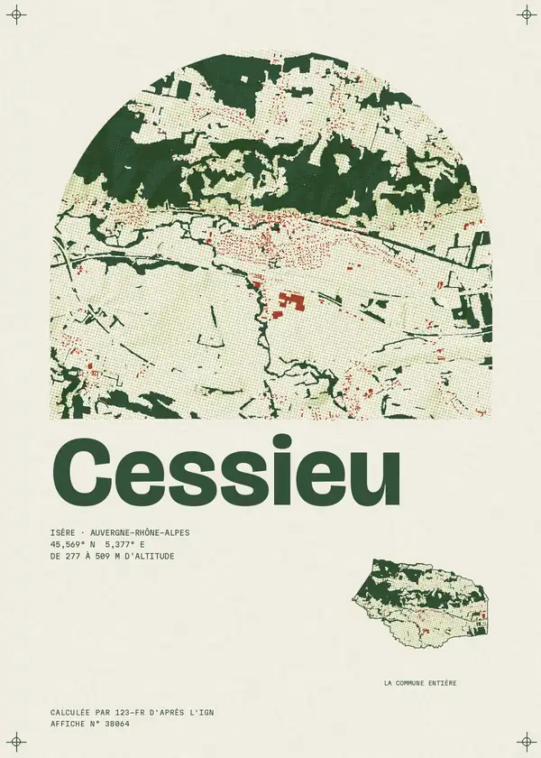 Affiche de Cessieu, calculée par 123-fr d'après l'IGN