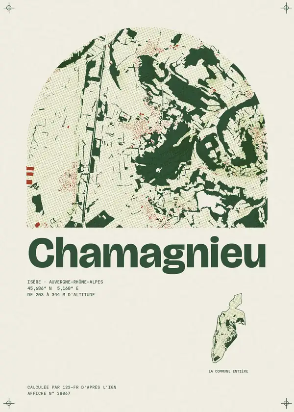 Affiche de Chamagnieu, calculée par 123-fr d'après l'IGN
