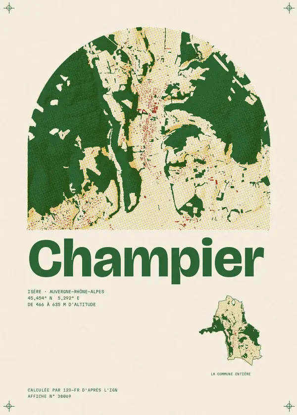 Affiche de Champier, calculée par 123-fr d'après l'IGN
