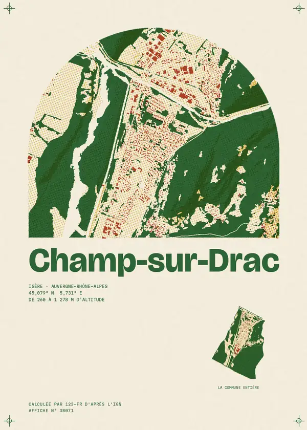 Affiche de Champ-sur-Drac, calculée par 123-fr d'après l'IGN