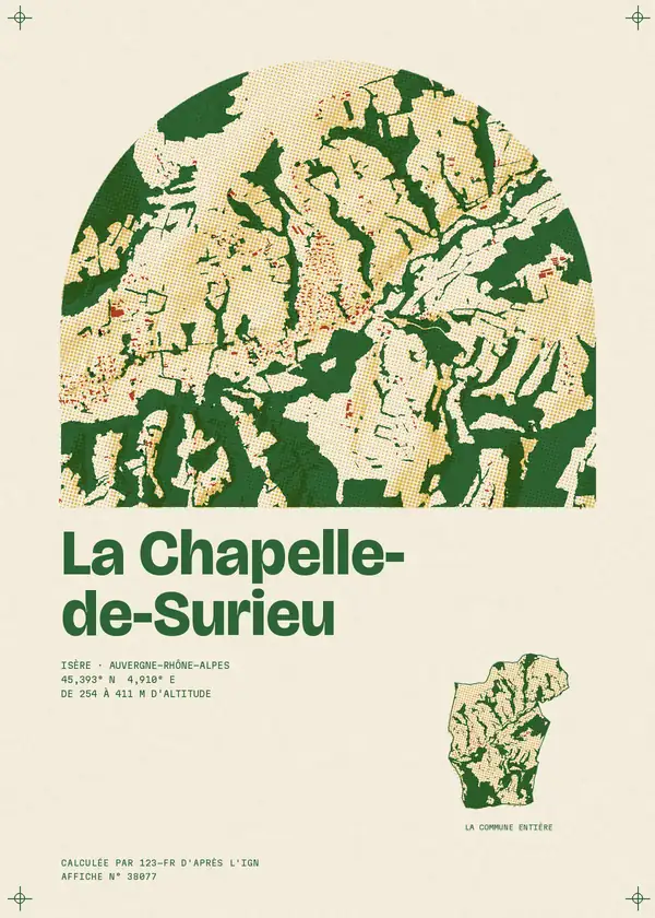 Affiche de La Chapelle-de-Surieu, calculée par 123-fr d'après l'IGN