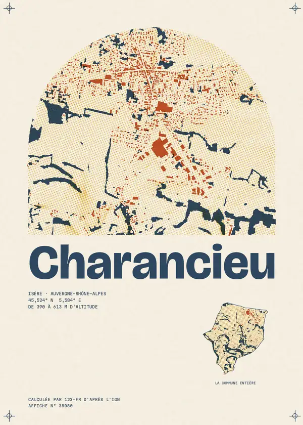 Affiche de Charancieu, calculée par 123-fr d'après l'IGN