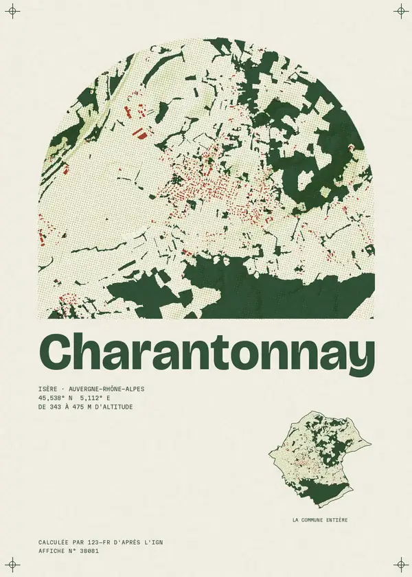 Affiche de Charantonnay, calculée par 123-fr d'après l'IGN