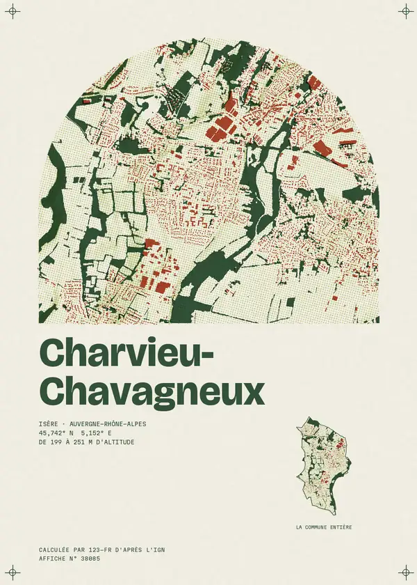 Affiche de Charvieu-Chavagneux, calculée par 123-fr d'après l'IGN