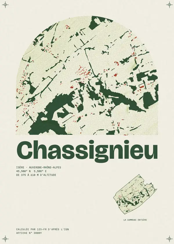 Affiche de Chassignieu, calculée par 123-fr d'après l'IGN