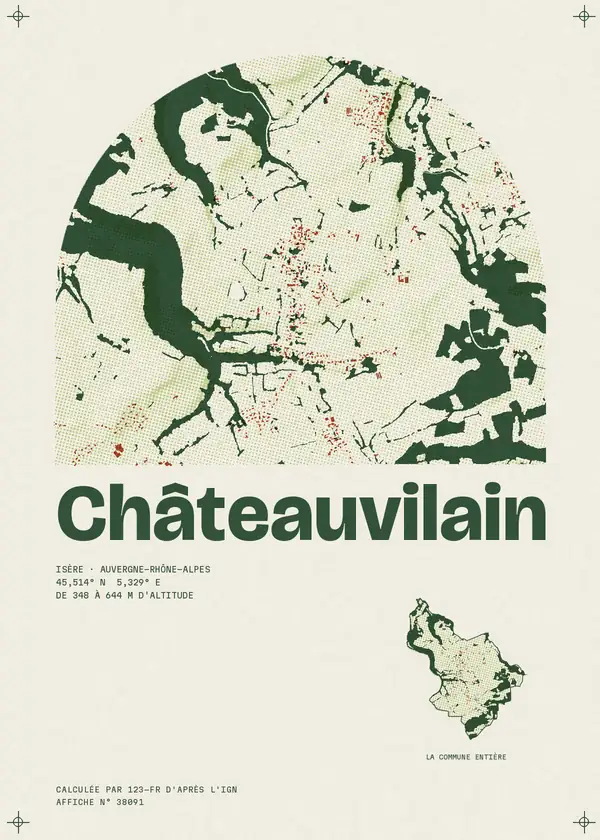 Affiche de Châteauvilain, calculée par 123-fr d'après l'IGN