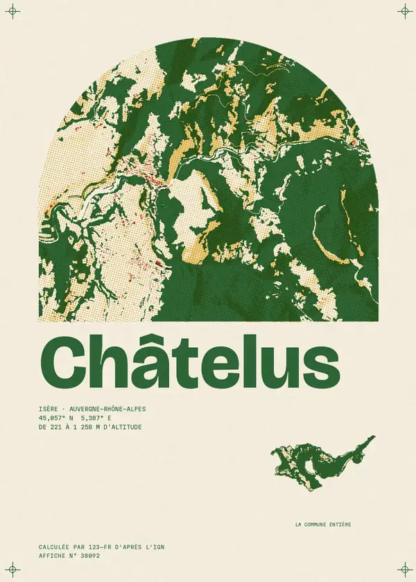 Affiche de Châtelus, calculée par 123-fr d'après l'IGN