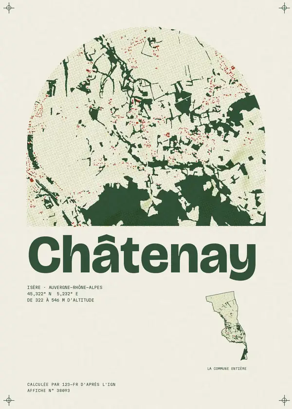Affiche de Châtenay, calculée par 123-fr d'après l'IGN