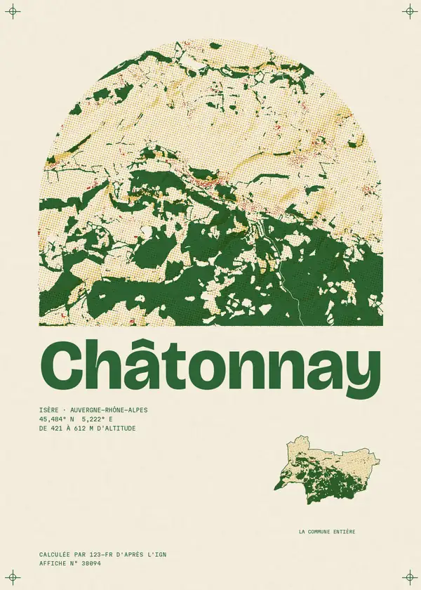 Affiche de Châtonnay, calculée par 123-fr d'après l'IGN