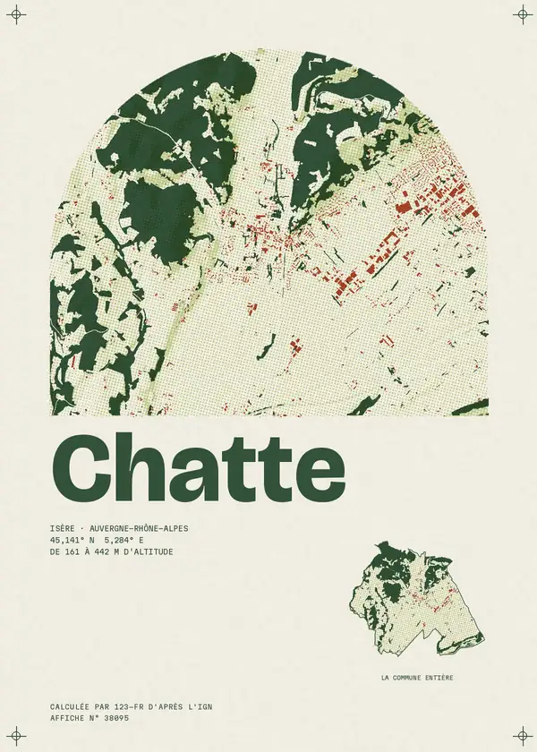 Affiche de Chatte, calculée par 123-fr d'après l'IGN