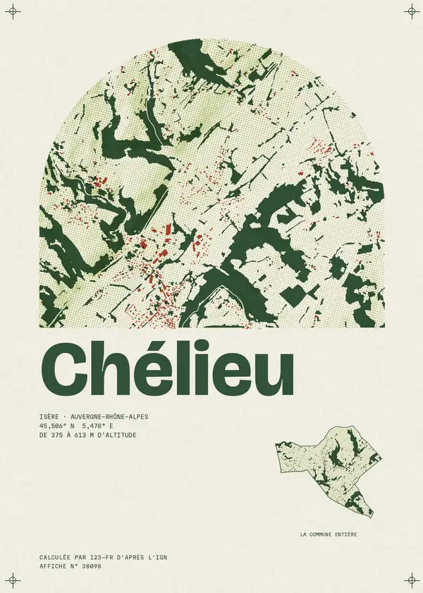 Affiche de Chélieu, calculée par 123-fr d'après l'IGN