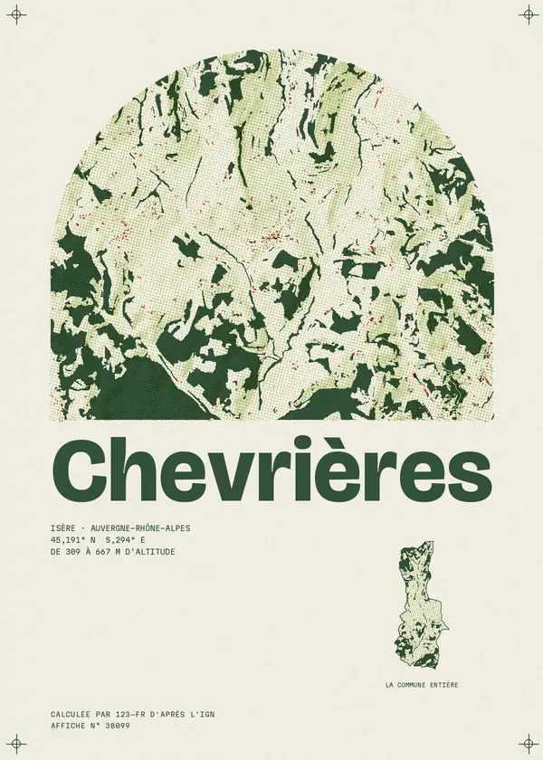 Affiche de Chevrières, calculée par 123-fr d'après l'IGN
