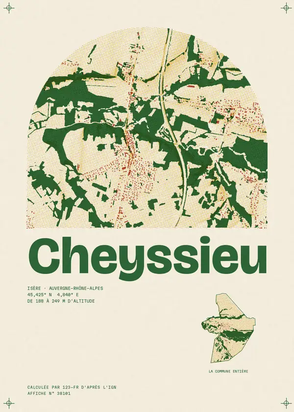 Affiche de Cheyssieu, calculée par 123-fr d'après l'IGN
