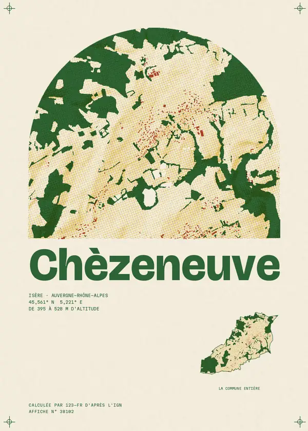 Affiche de Chèzeneuve, calculée par 123-fr d'après l'IGN