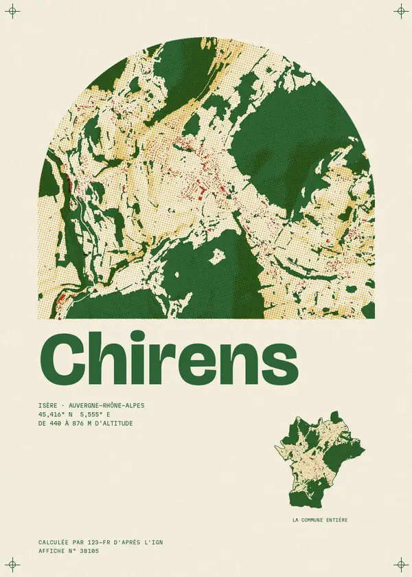 Affiche de Chirens, calculée par 123-fr d'après l'IGN