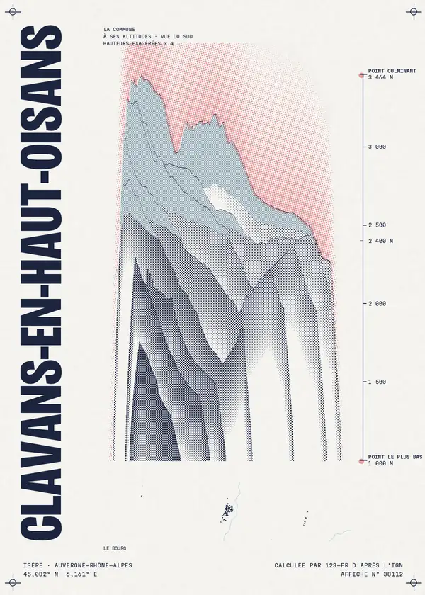 Affiche de Clavans-en-Haut-Oisans, calculée par 123-fr d'après l'IGN