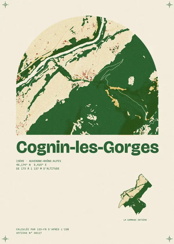 Affiche de Cognin-les-Gorges, calculée par 123-fr d'après l'IGN