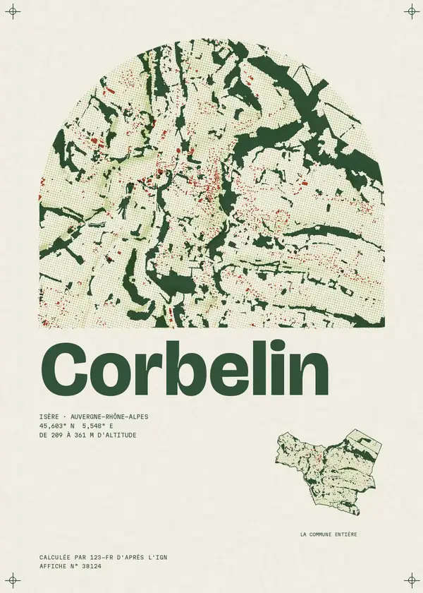 Affiche de Corbelin, calculée par 123-fr d'après l'IGN