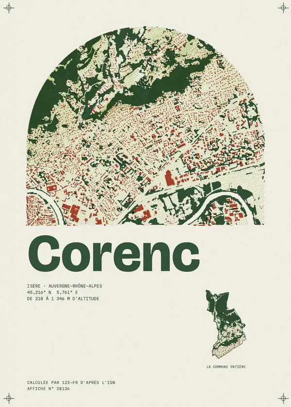 Affiche de Corenc, calculée par 123-fr d'après l'IGN