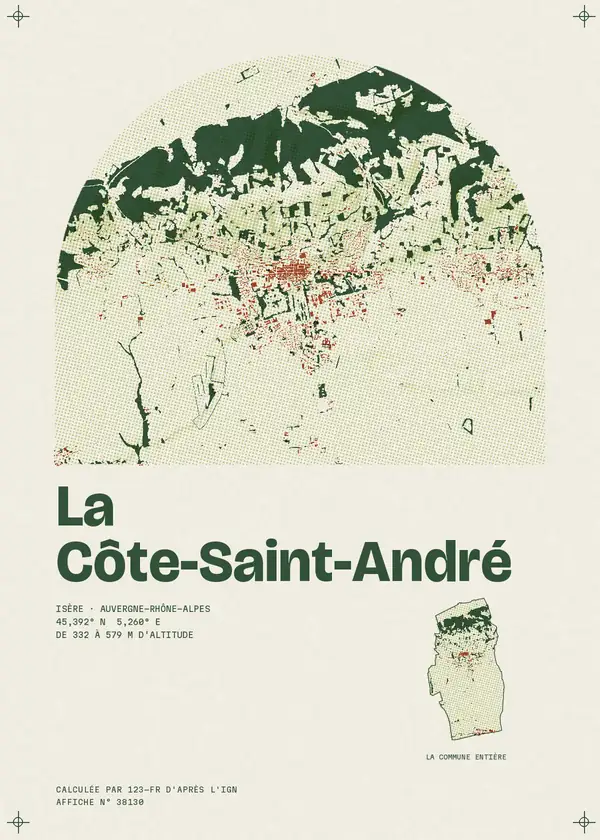 Affiche de La Côte-Saint-André, calculée par 123-fr d'après l'IGN