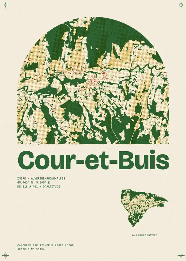 Affiche de Cour-et-Buis, calculée par 123-fr d'après l'IGN