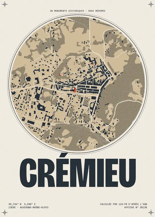Affiche de Crémieu, calculée par 123-fr d'après l'IGN