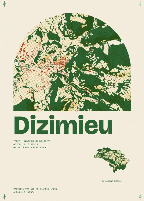 Affiche de Dizimieu, calculée par 123-fr d'après l'IGN