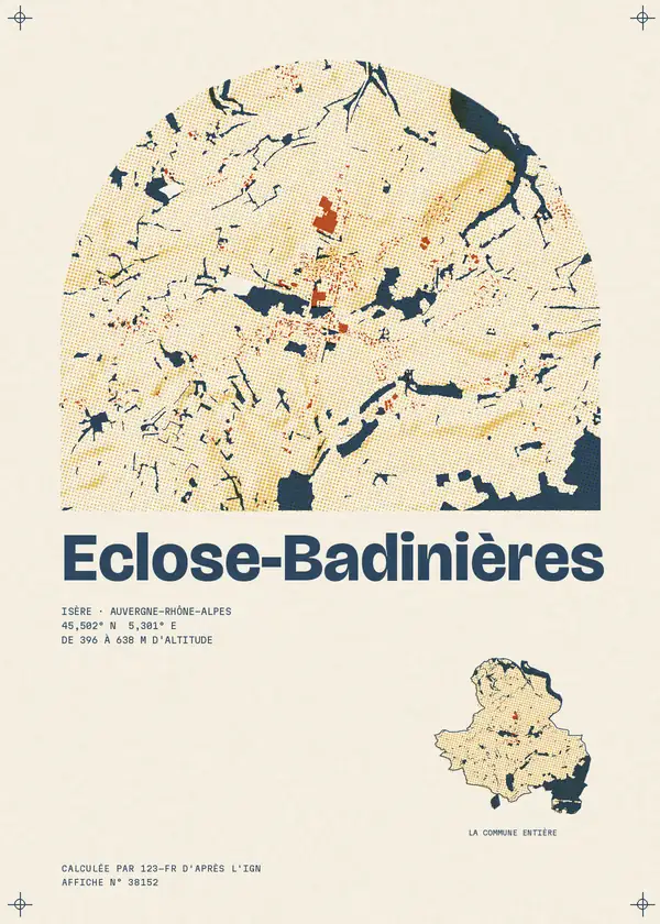 Affiche de Eclose-Badinières, calculée par 123-fr d'après l'IGN