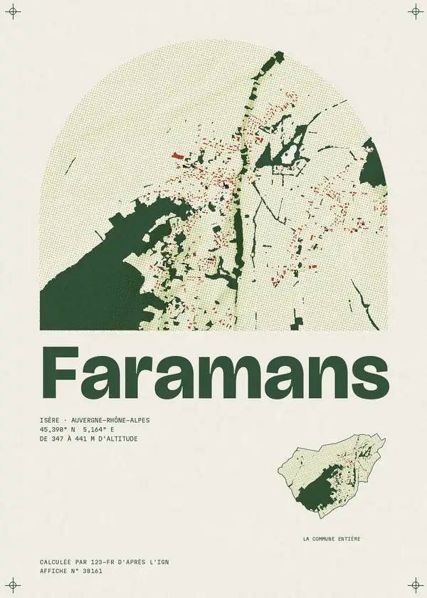 Affiche de Faramans, calculée par 123-fr d'après l'IGN