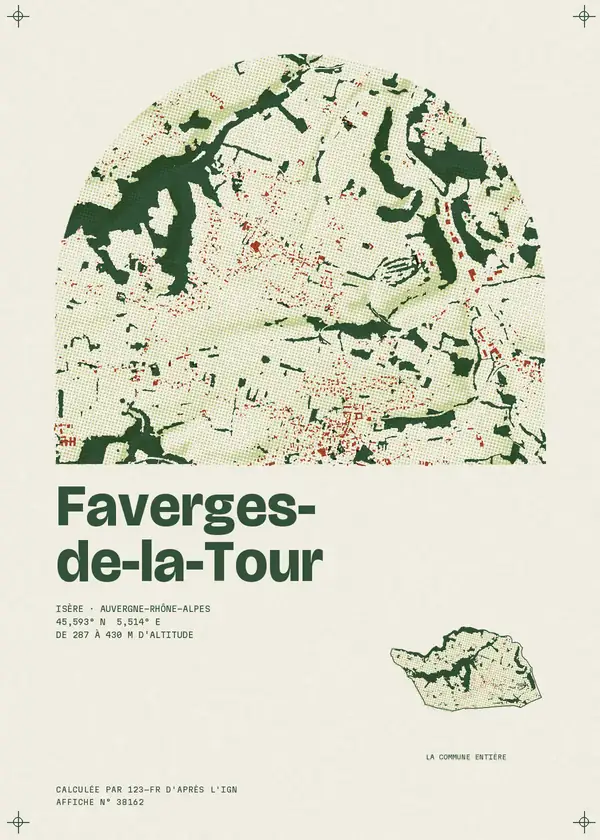 Affiche de Faverges-de-la-Tour, calculée par 123-fr d'après l'IGN