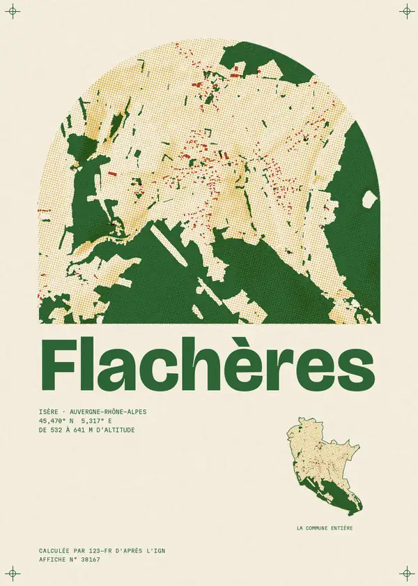 Affiche de Flachères, calculée par 123-fr d'après l'IGN