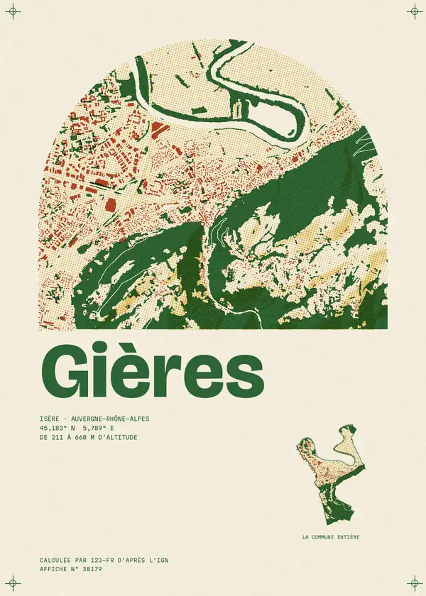Affiche de Gières, calculée par 123-fr d'après l'IGN