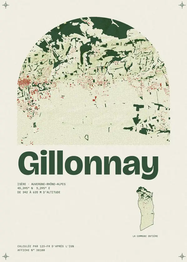 Affiche de Gillonnay, calculée par 123-fr d'après l'IGN