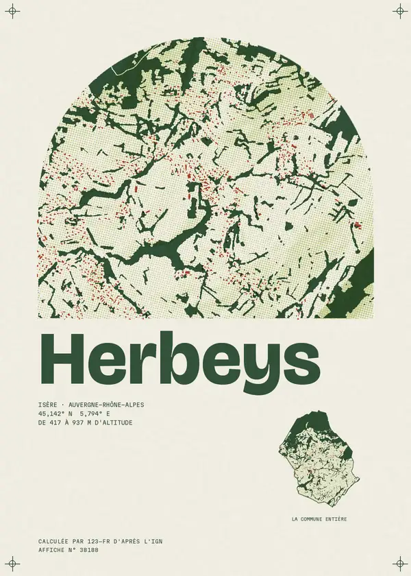 Affiche de Herbeys, calculée par 123-fr d'après l'IGN