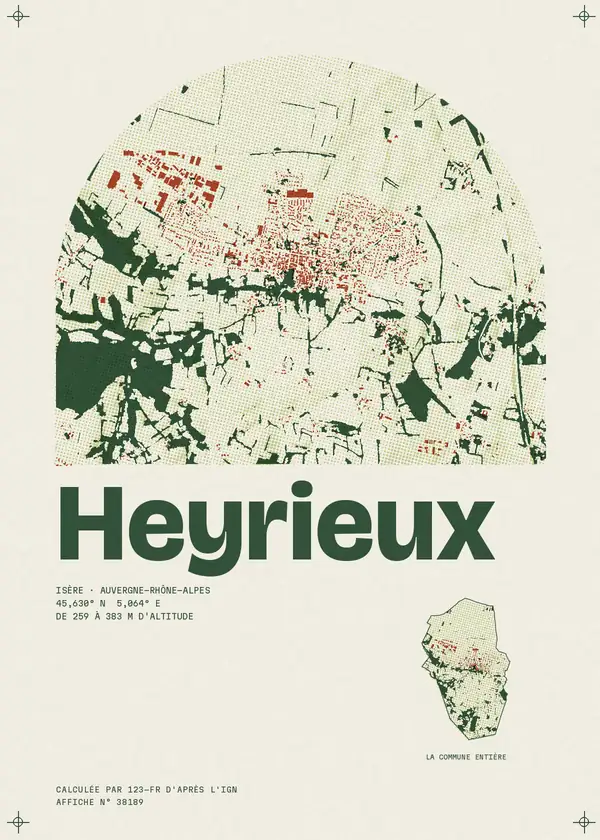 Affiche de Heyrieux, calculée par 123-fr d'après l'IGN