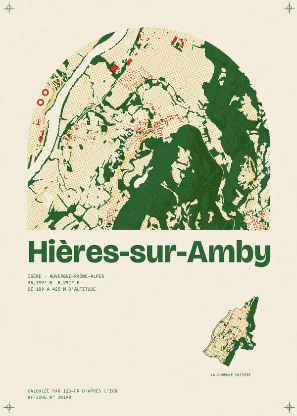 Affiche de Hières-sur-Amby, calculée par 123-fr d'après l'IGN
