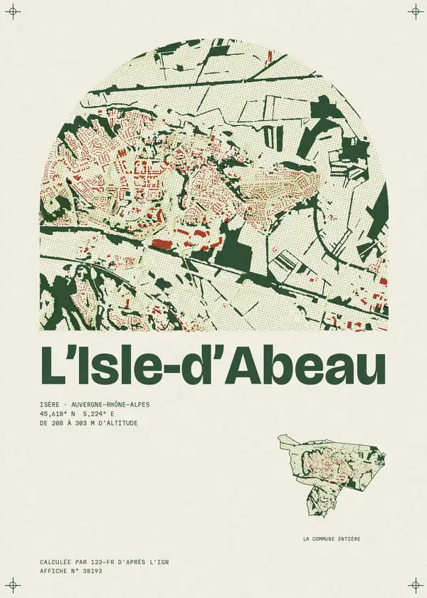Affiche de L'Isle-d'Abeau, calculée par 123-fr d'après l'IGN