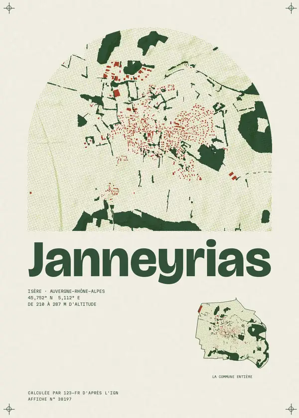 Affiche de Janneyrias, calculée par 123-fr d'après l'IGN