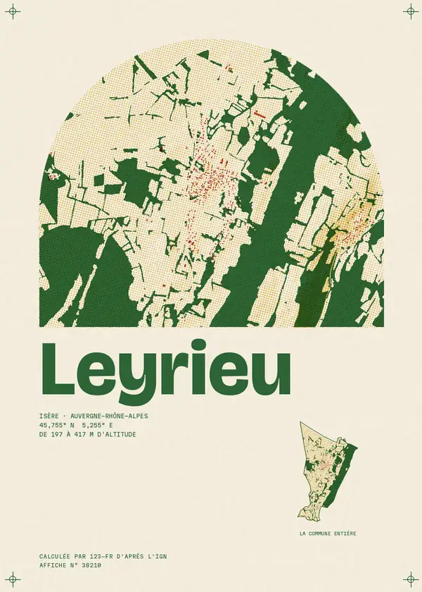 Affiche de Leyrieu, calculée par 123-fr d'après l'IGN
