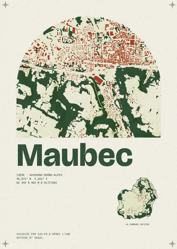 Affiche de Maubec, calculée par 123-fr d'après l'IGN